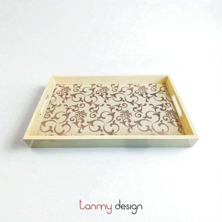 Khay sơn mài chữ nhật vẽ đề tài 25*40 cm